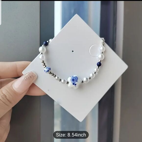 Porcelain flower vintage style bracelet - Picture 6 of 12